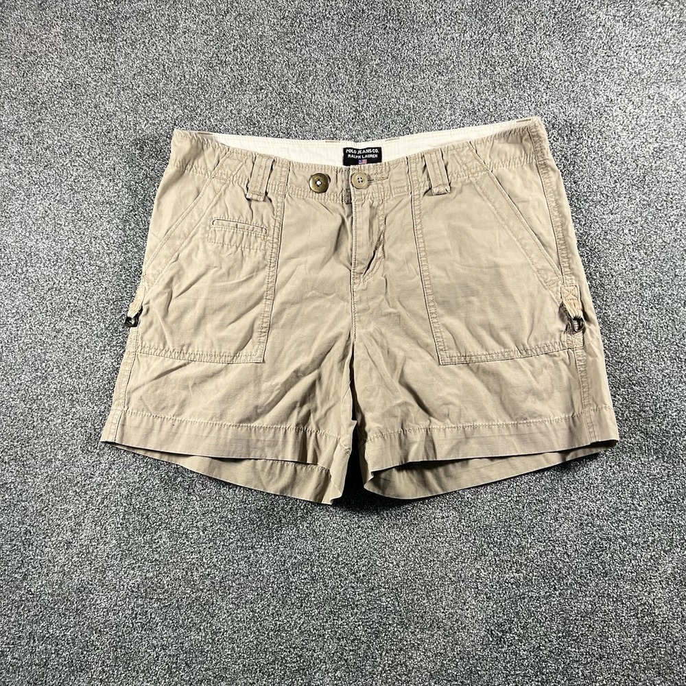 Polo Jeans Co Ralph Lauren Cargo Shorts Khaki Women's Size 8 Utility Cotton